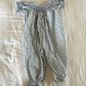 Smocked floral romper